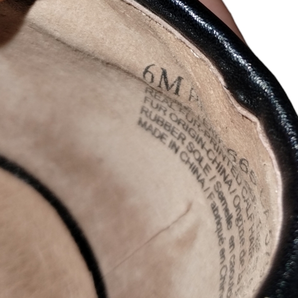 Halogen Black Leather Pony Hair Leopard Print Pointy Toe Slip On Loafers… - Picture 12 of 12